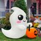 GOOSH 5FT Inflatable Cute Ghost with Pumpkin Bucket – Light-Up Halloween Yard Decoration